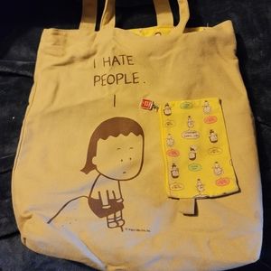 Angry Little Girls "I hate people" tote bag with wallet